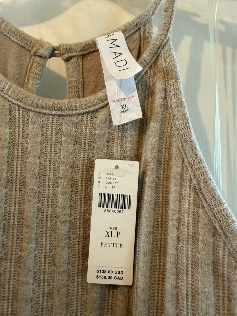 Ribbed Knit Halter Maxi Dress in Beige - Picture 4 of 4